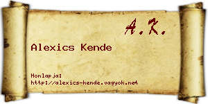 Alexics Kende névjegykártya
